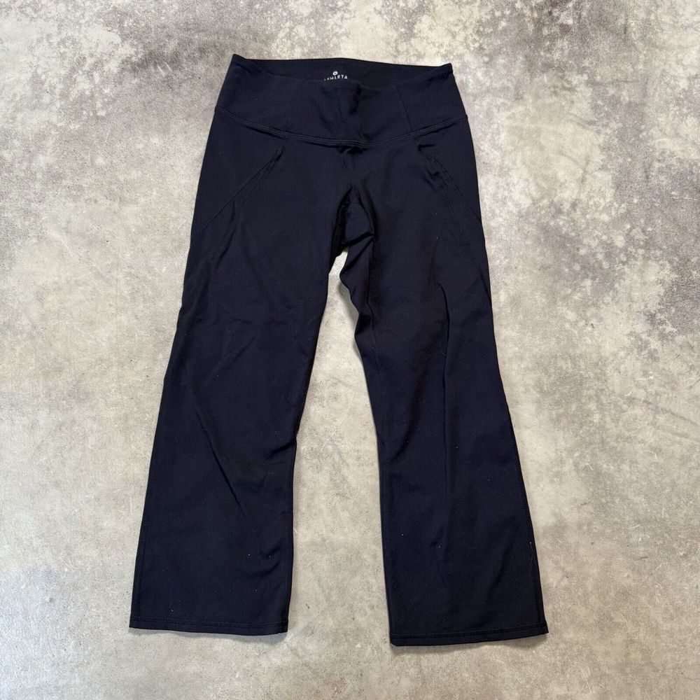 Athleta Pants Womens XS Navy Blue Power‎ Ananda Capri Legging Split Kick Hem